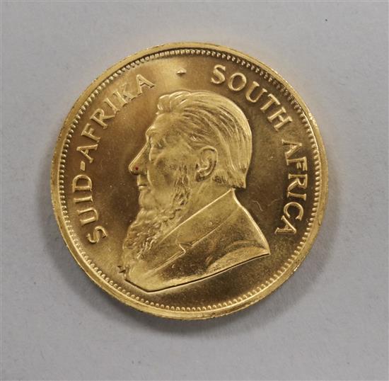 A 1980 gold Krugerand,